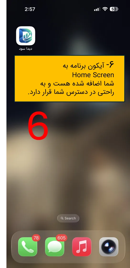 آیکون وب‌اپ دیداسود روی صفحه‌ی اصلی آیفون