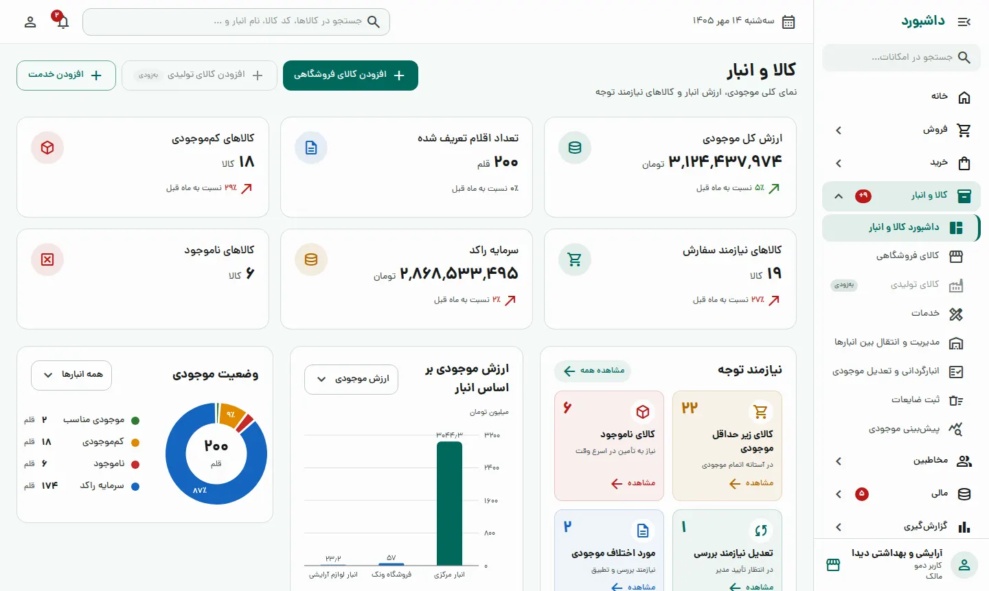موجودی هر انبار، همیشه درست